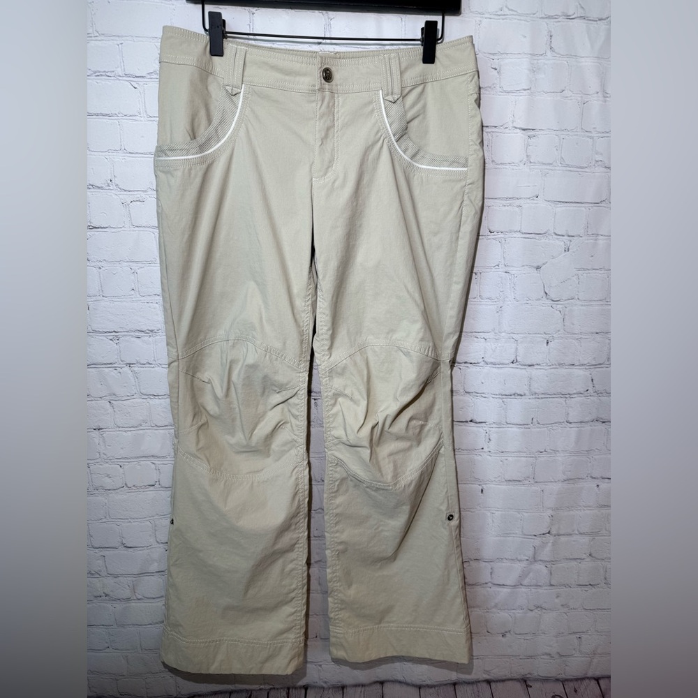 Athleta Tear Away B4 U Play size 10 wide leg hiking pants in khaki